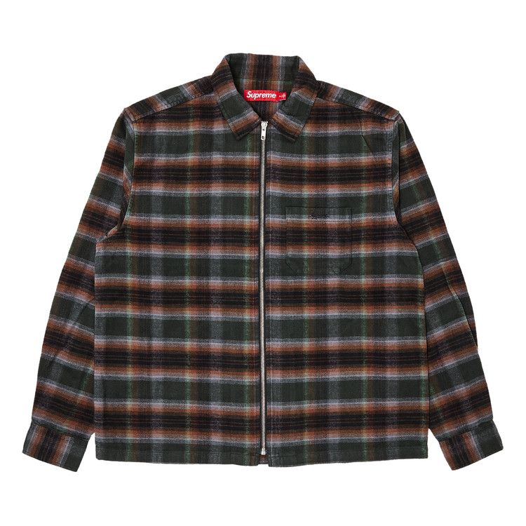 Buy Supreme Shadow Plaid Flannel Zip Up Shirt 'Green' - SS24S9