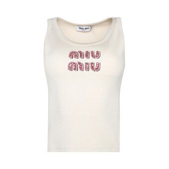 miu miu メッシュタンクトップ ホワイト Miu Miu Layered Tank Top in White | Lyst