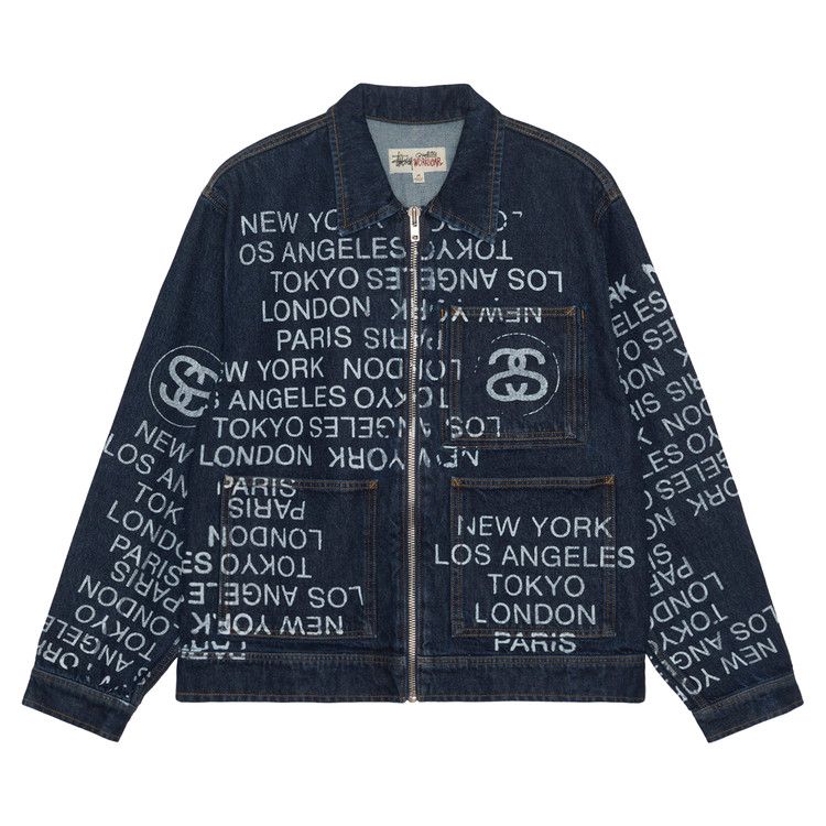 Stussy City Link Denim Zip Work Jacket 'one Wash'