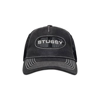 全国送料無料 Buy Stussy 'Black Snapback Leather Cut-Out Trucker Pro Low 帽子