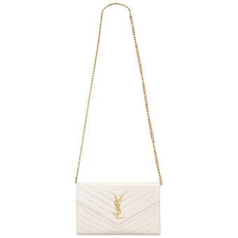 Buy Saint Laurent Cassandre Chain Wallet 'Blanc Vintage' - 377828 