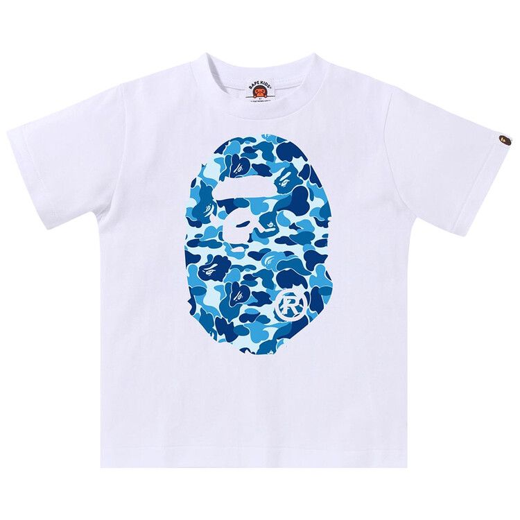 Buy BAPE Kids ABC Camo Big Ape Head Tee 'White/Blue' - 1K30
