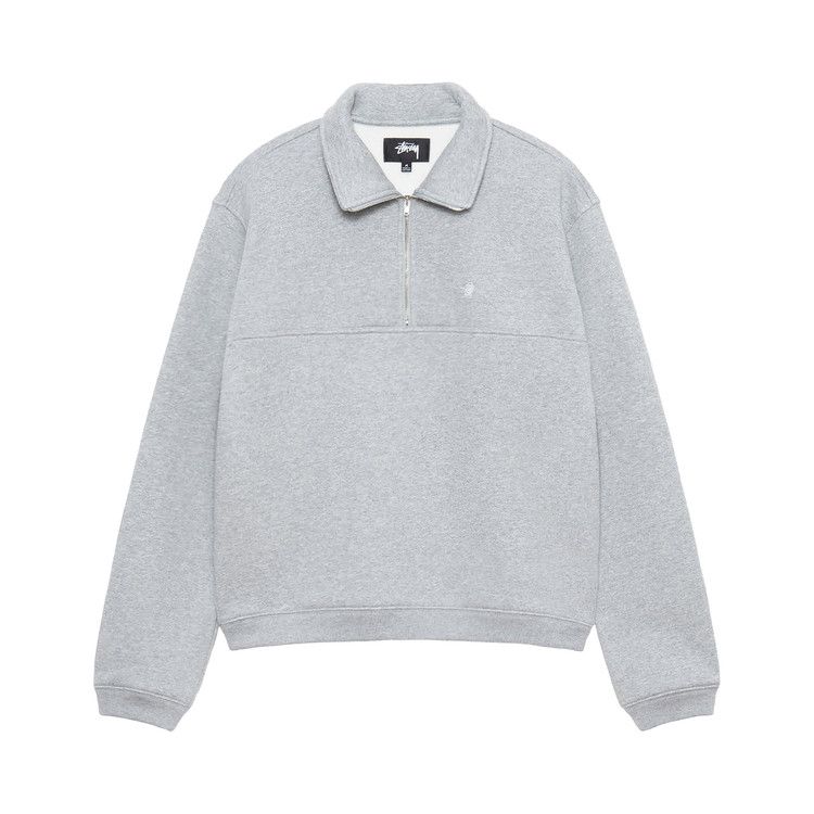 Stussy Fleece Zip Mockneck Grey Heather