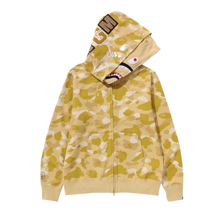 Bape Color Camo Double Shark Full Zip Hoodie Yellow