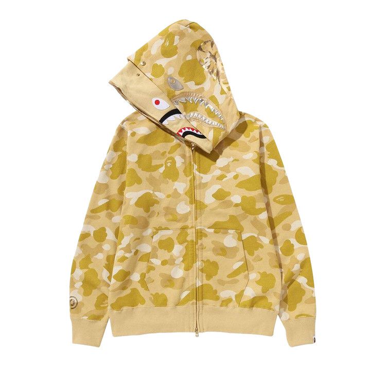 Bape Color Camo Double Shark Full Zip Hoodie Yellow