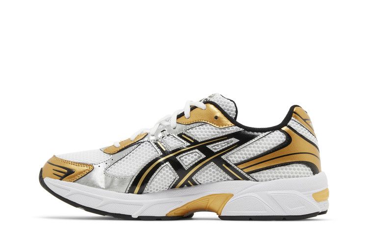 white and gold asics