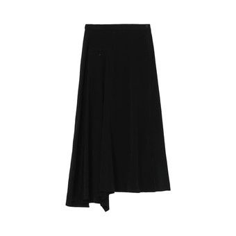 Yohji Yamamoto Piping Pocket Unbalance Skirt 'Black'