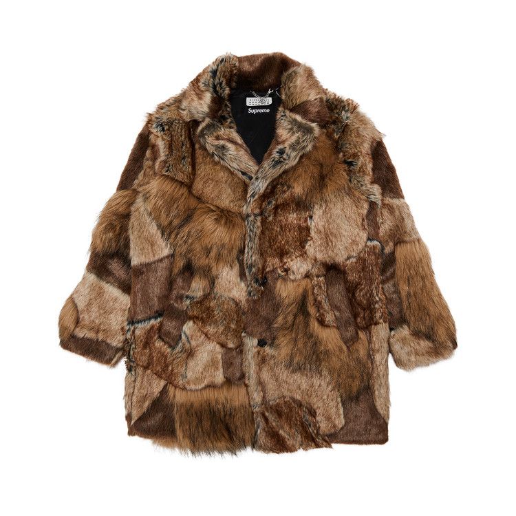 Supreme x MM6 Maison Margiela Patchwork Faux Fur Coat 'Brown'