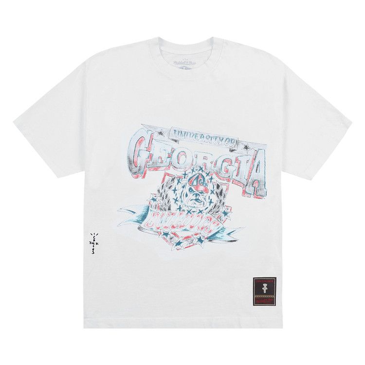 Cactus Jack By Travis Scott X Mitchell & Ness University Of Georgia Handdrawn Tee 'white'