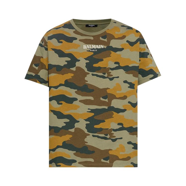 Buy Balmain Camouflage Print T Shirt Multicolor Khaki CH2EG000GD61 UDF GOAT