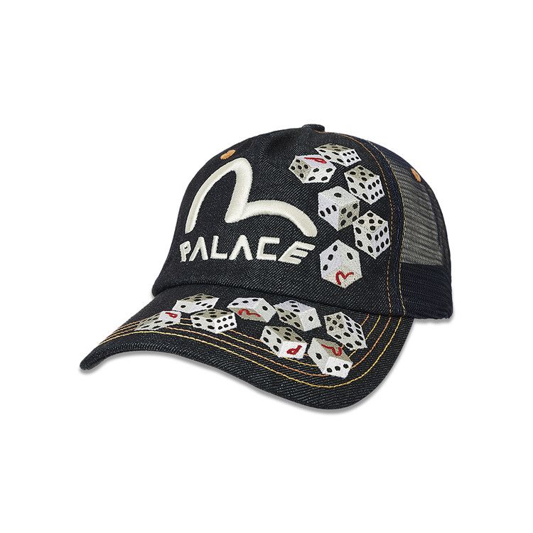 NEW Palace Evisu Dice Mesh Trucker Hat Raw Black One Size IN