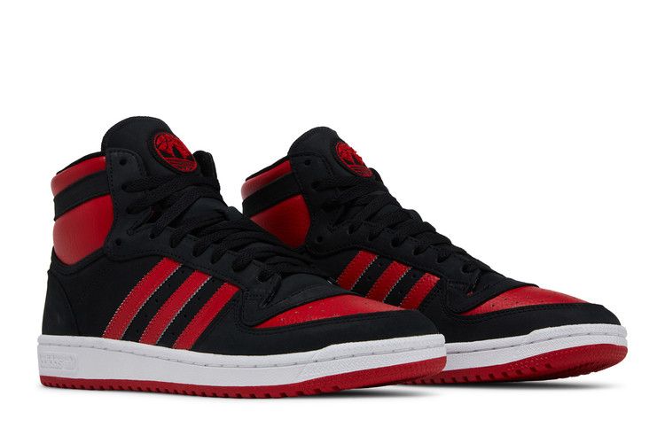 black and red high top adidas