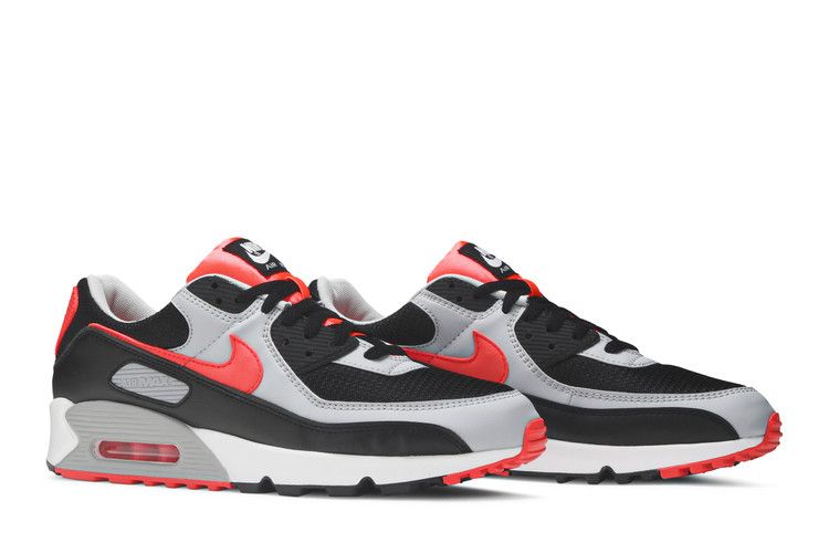 nike air max 90 trainers black radiant red white wolf grey
