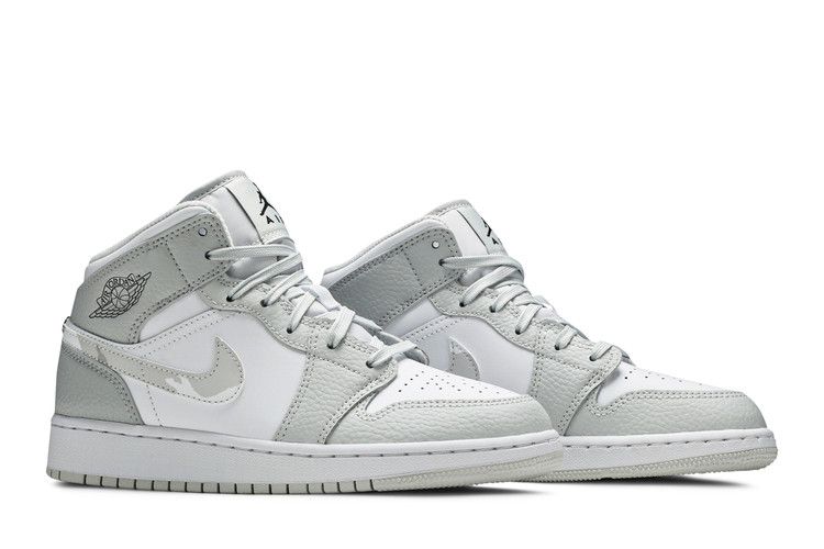 Air Jordan 1 Mid SE Gs Swoosh Logo - Grey Camo