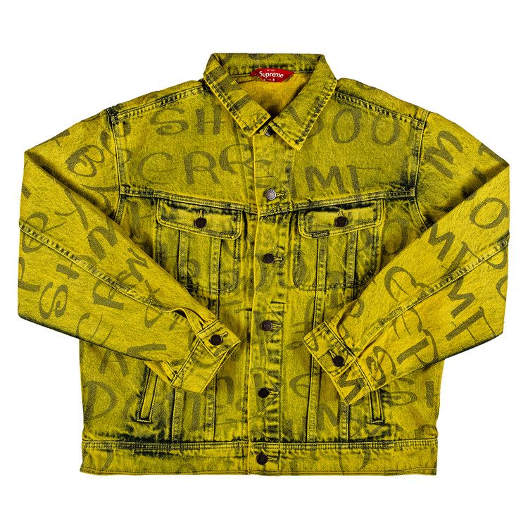 Buy Supreme Black Ark Denim Trucker Jacket 'Fluorescent Buy Supreme Black Ark Denim Trucker Jacket 'Fluorescent