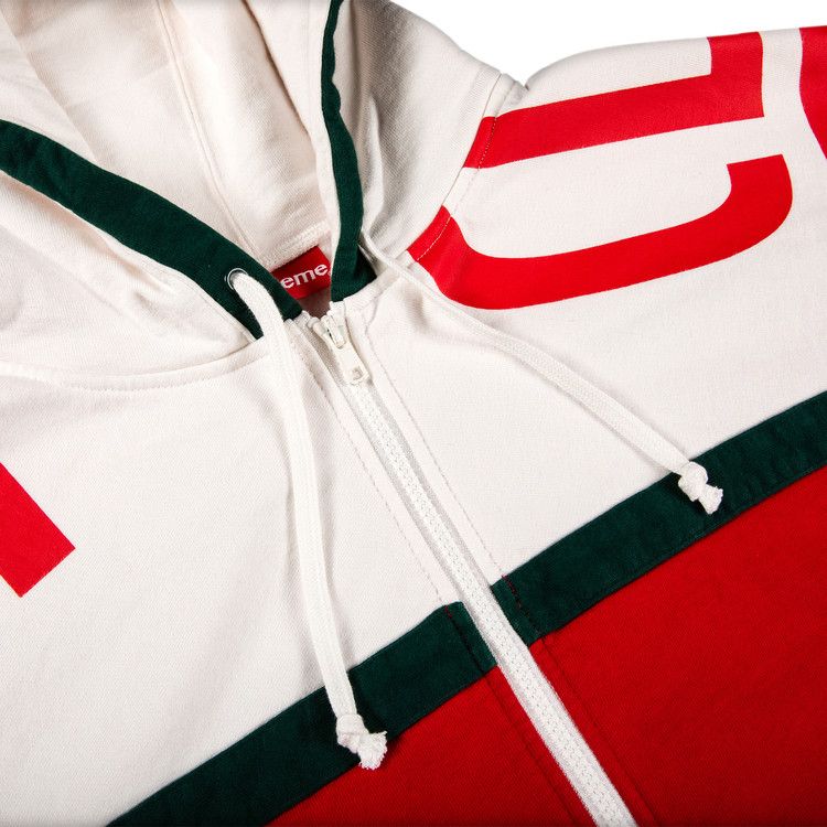 Supreme Big Logo Paneled Zip Up Hooded Sweatshirt 'red'