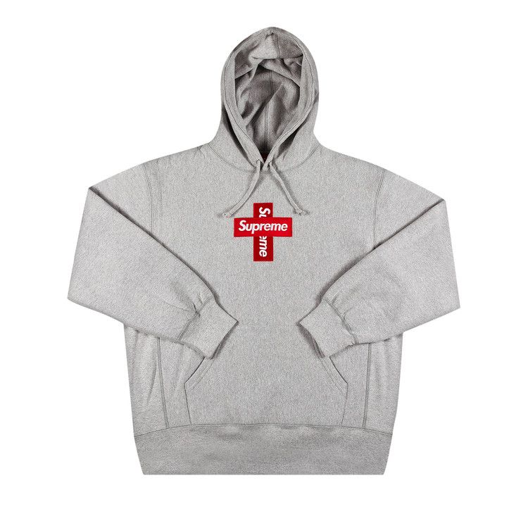 Buy Supreme Cross Box Logo Hooded Sweatshirt 'Heather Grey 
