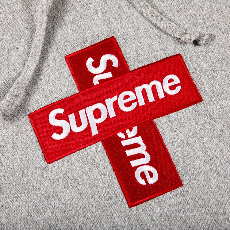 Buy Supreme Cross Box Logo Hooded Sweatshirt 'Heather Grey ...