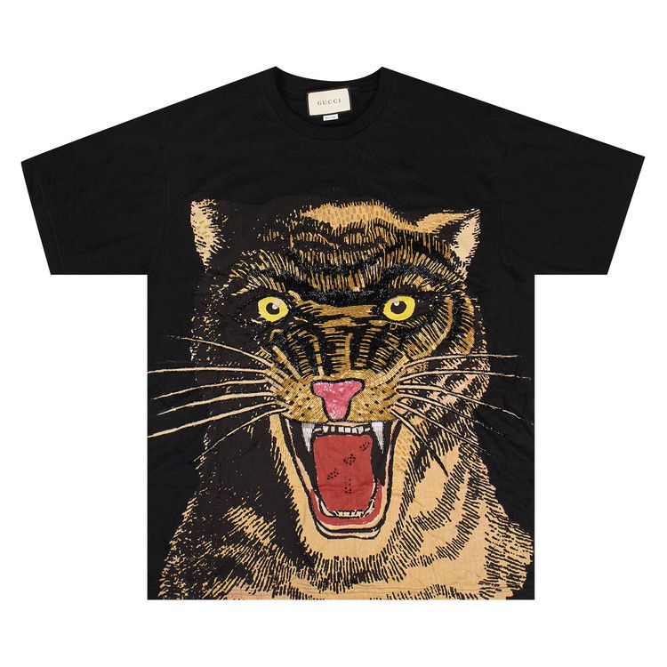 Buy Gucci Embroidered Tiger Oversized T-Shirt 'Black