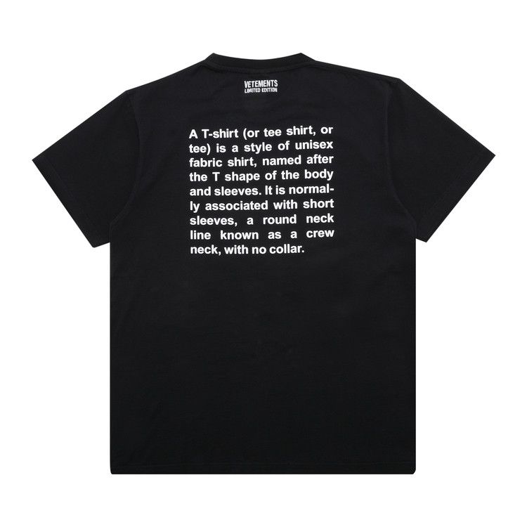 Buy Vetements Definition T-Shirt 'Black' - UE51TR300B BLAC Buy Vetements Definition T-Shirt 'Black' - UE51TR300B BLAC
