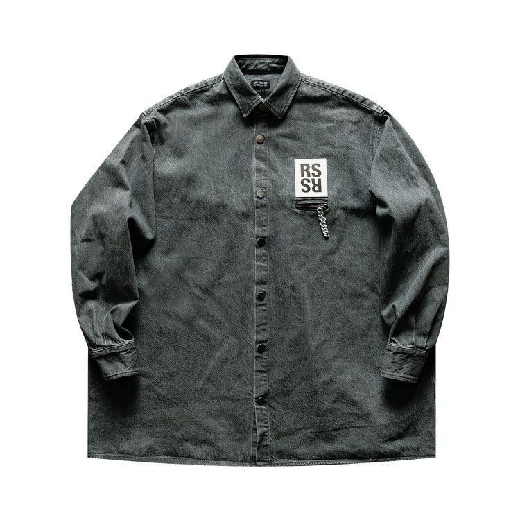 Buy Raf Simons Big Fit Denim Shirt With Zipped Pocket 'Grey' - 202