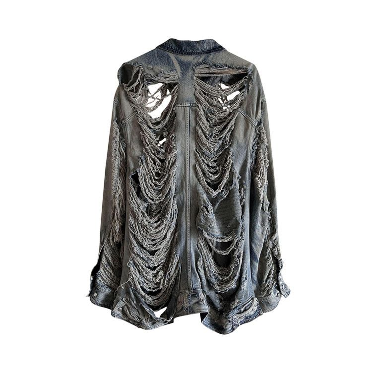 Buy Rick Owens Jumbo Worker Denim Jacket 'Hustler Blue Shredded