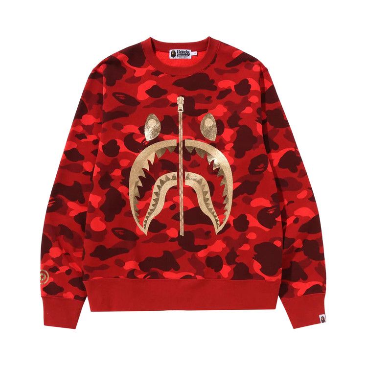 Bape Color Camo Shark Crewneck 'red'
