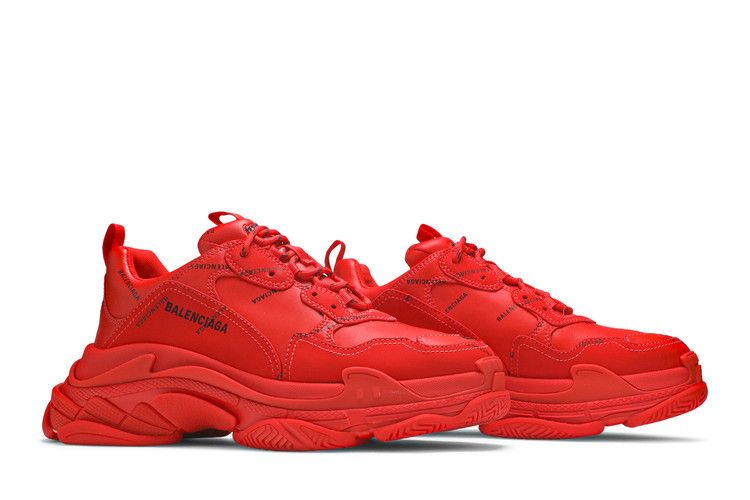 Balenciaga Triple S Sneaker Allover Logo - Red