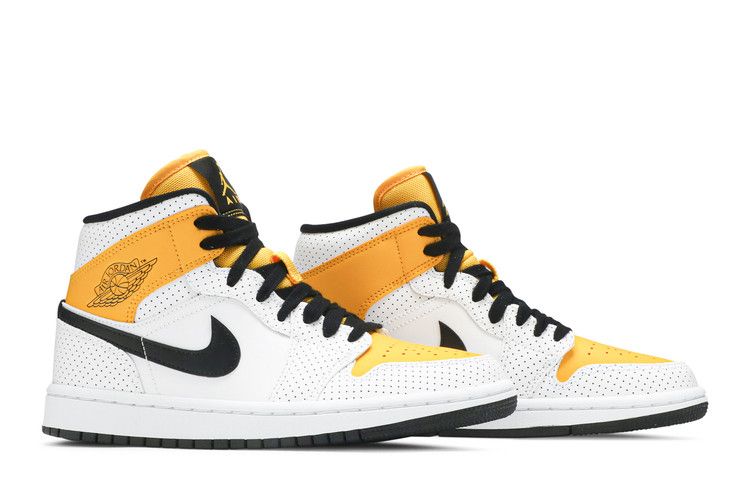 Wmns Air Jordan 1 Mid 'perforated - White University Gold'