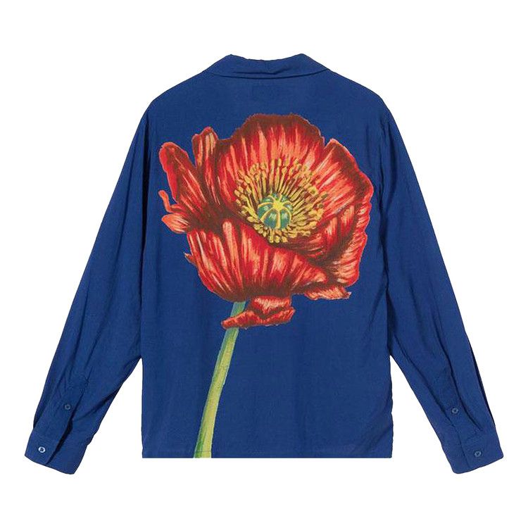 Stussy Big Poppy Long-Sleeve Shirt Blue