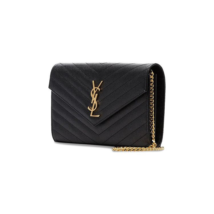 Saint Laurent Medium Matelassé Leather Wallet On Chain Nero