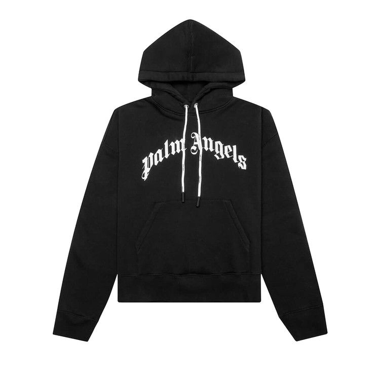 Buy Palm Angels Curved Logo Hoodie 'Black/White