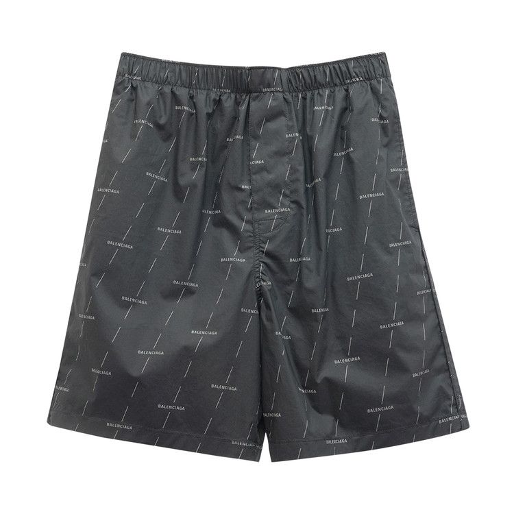 Balenciaga All Over Logo Bermuda Shorts Black/Grey