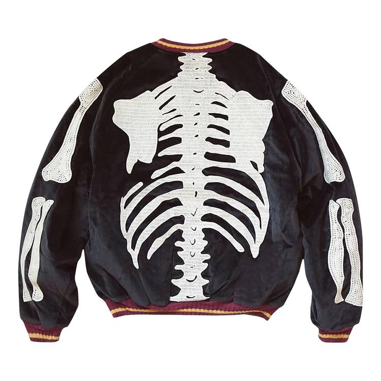 Buy Kapital Velveteen Bone Embroidery Souvenir Jacket 'Black