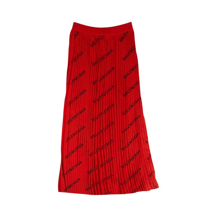 ワンピース BALENCIAGA Women Mid Skirts 814343TRV97 6400 RED Buy Balenciaga All Over Logo Pleated Midi Skirt 'Red