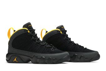 black and yellow jordans 9