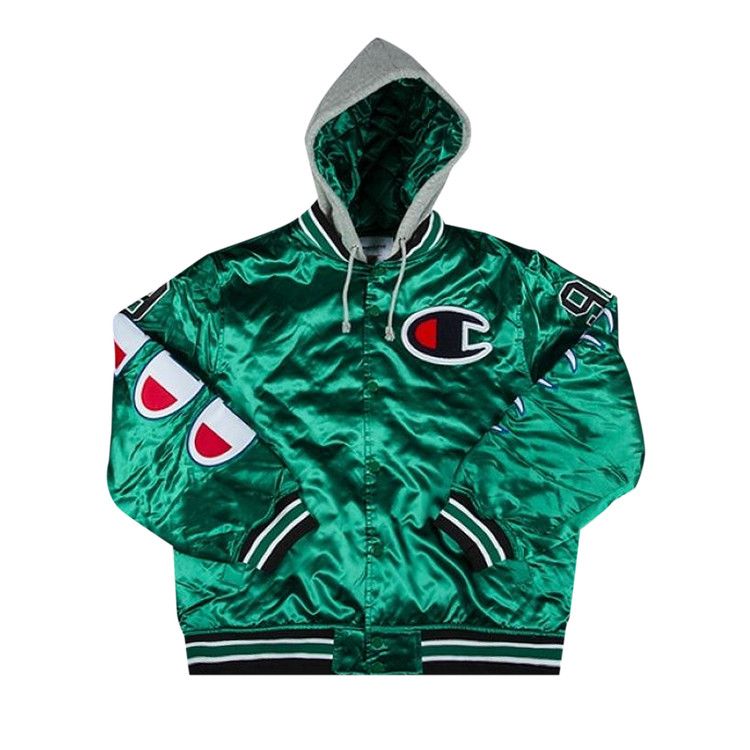 Buy Supreme x Champion Hooded Satin Varsity Jacket 'Kelly