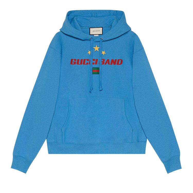 Gucci Band Print Hoodie Blue