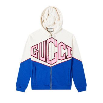 Buy Gucci Diamond Zip Hoodie 'Natural/Navy/Red' - 580821 XJBHJ