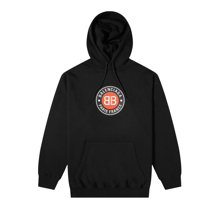 Balenciaga Logo Printed Hoodie Black/Chalky White