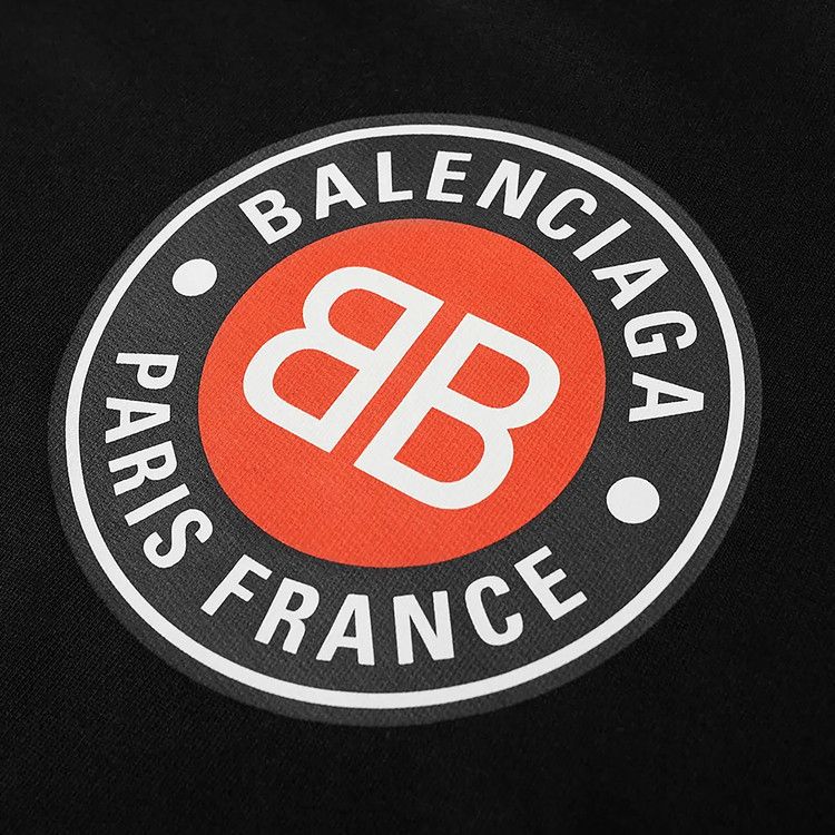Balenciaga Logo Printed Hoodie Black/Chalky White