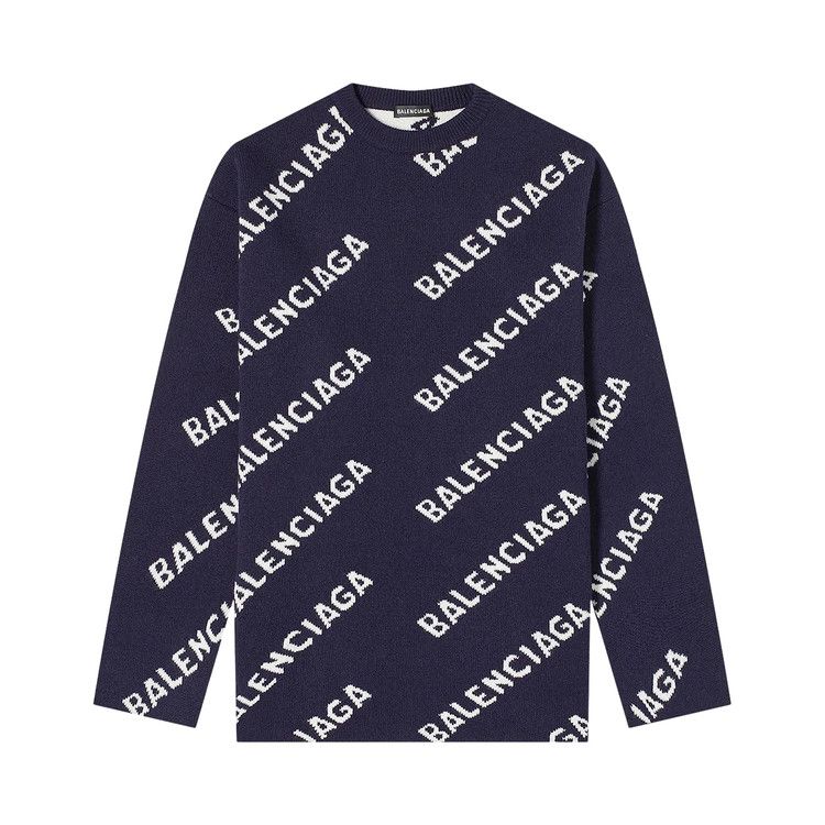 Balenciaga Allover Logo Crewneck Black/White