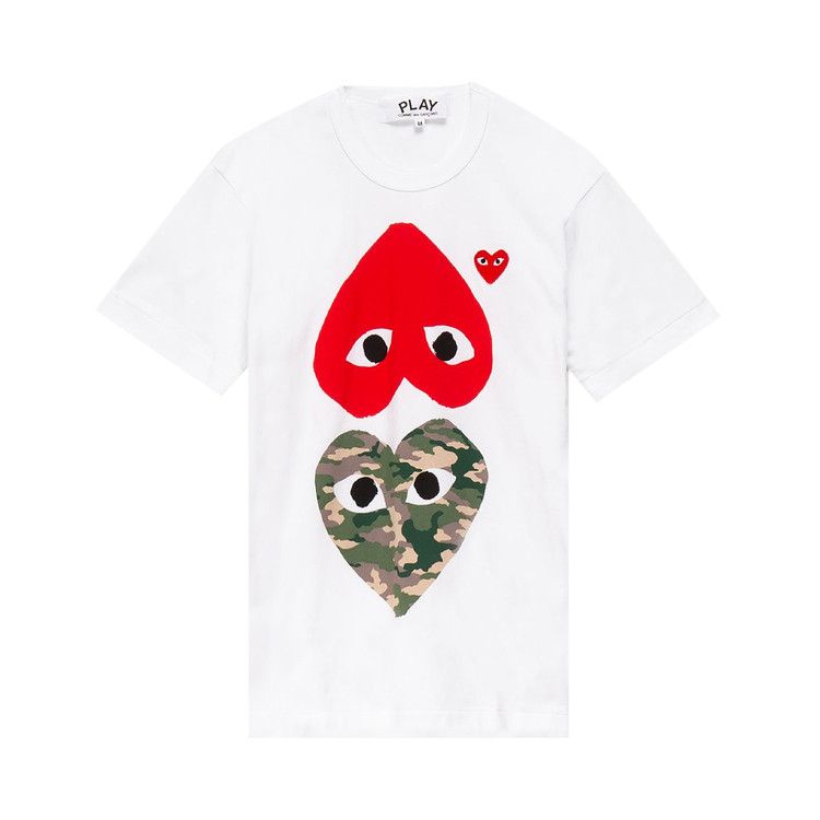 Buy Comme des Garçons PLAY Double Heart Tee 'White' - P1T248 1 | GOAT