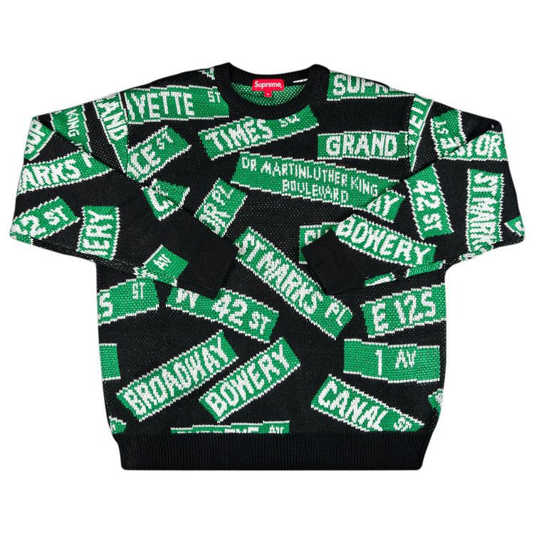 Buy Supreme Street Signs Sweater 'Black' - SS21SK10 BLACK | GOAT