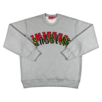 Buy Supreme Stacked Crewneck 'Heather Grey' - SS21SW76 HEATHER