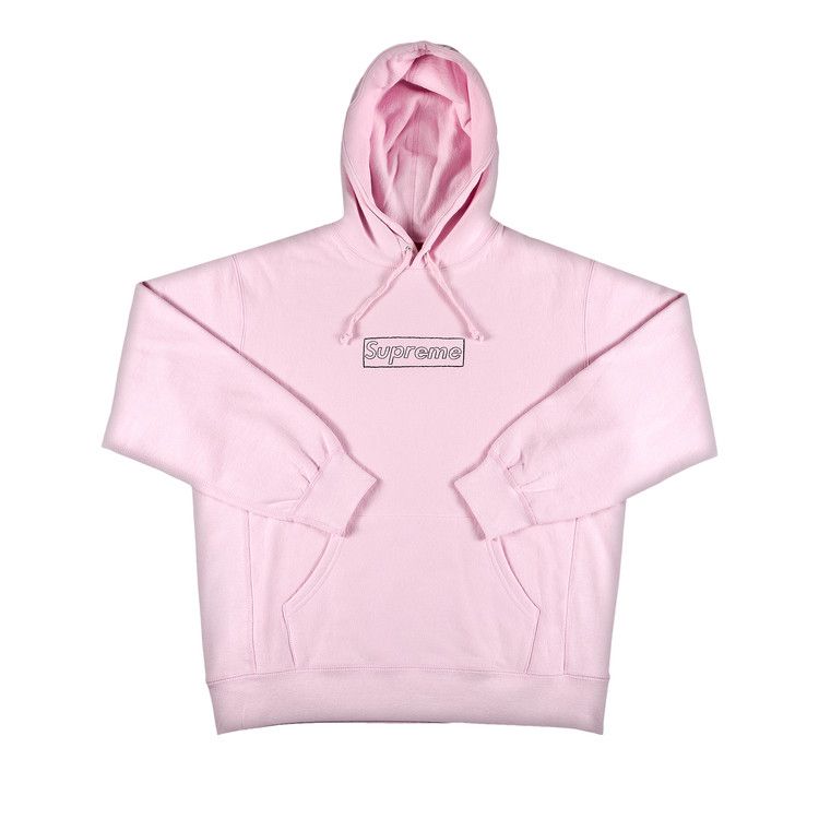 Buy Supreme x KAWS Chalk Logo Hooded Sweatshirt 'Light Pink
