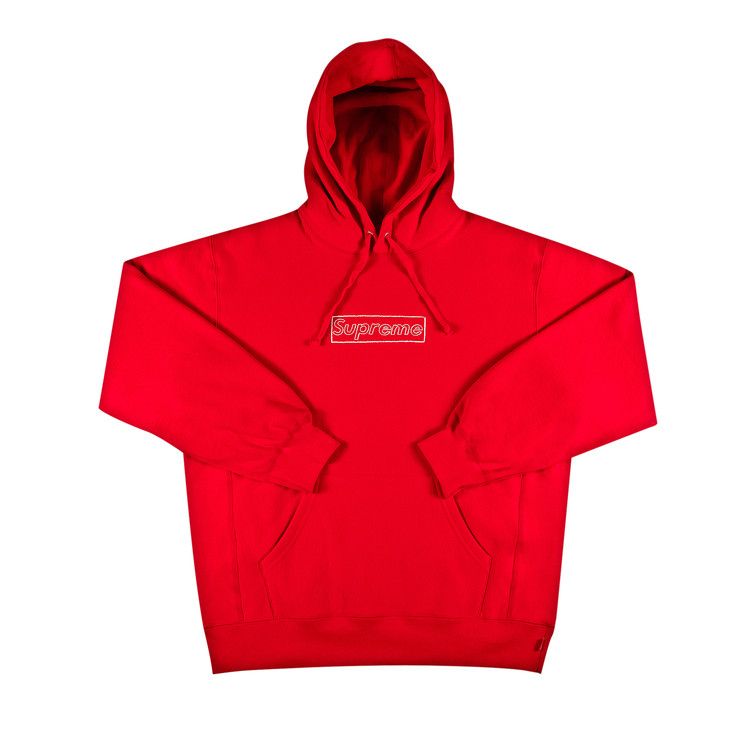 Buy Supreme x KAWS Chalk Logo Hooded Sweatshirt 'Red 