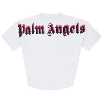 Tシャツ・カットソー Palm Angels SS25 PALMS OVER TEE (PMAA002S25JER004 1313) Back Curved Logo Over Tee Black - Off Wh in BLACK - OFF