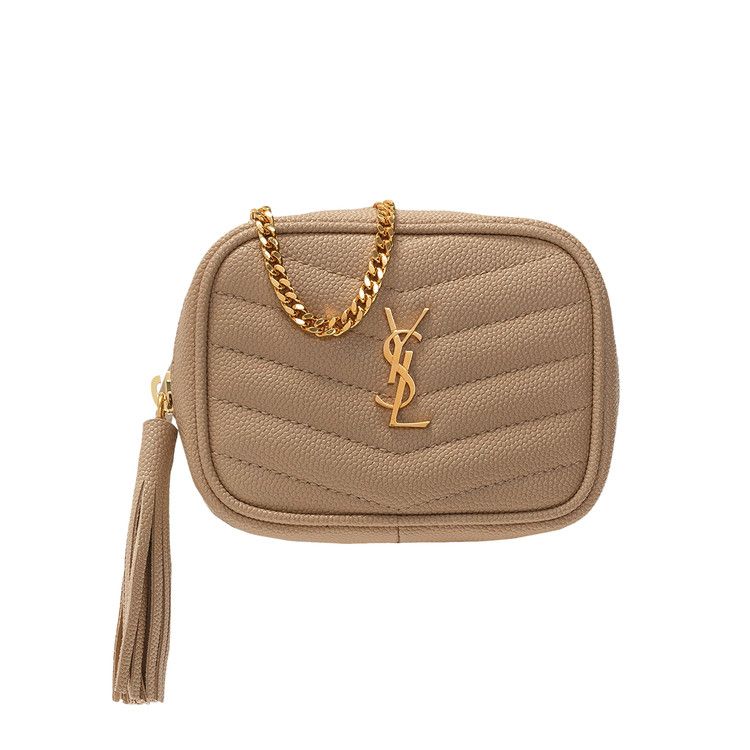 Saint Laurent Keypouch With Strap Dark Beige