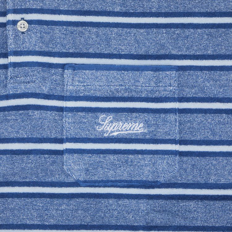 Buy Supreme Stripe Terry Short-Sleeve Polo 'Royal' - SS24KN65 ROYAL | GOAT